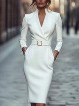 Élodie – Robe crayon avec manches longues et ceinture