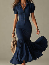 Élégance Structurée | Robe Longue Boutonnée