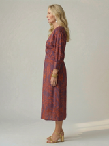Camille | Robe midi élégante imprimée avec taille croisée et style raffiné