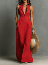 Élise | Robe longue élégante sans manches avec coupe fluide