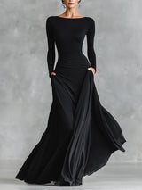 Robe maxi élégante à plis fluides