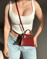 AMÉLIA | MINI SAC EN CUIR BORDEAUX ÉLÉGANT