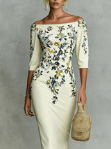 Élégance Florale | Robe Midi Ajustée