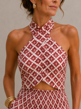 Mila | Ensemble élégant deux pièces avec top halter et pantalon large
