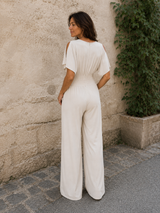 Élise | Combinaison élégante avec effet portefeuille et jambes larges