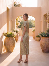 Sophie | Robe midi élégante fluide à imprimé raffiné