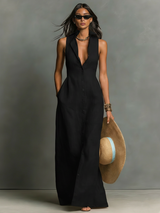 Élise | Robe longue élégante sans manches avec coupe fluide
