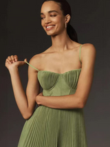 Lorna | Robe Midi Bustier Plissée