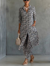 Élora | Ensemble élégant imprimé avec tunique fluide et pantalon