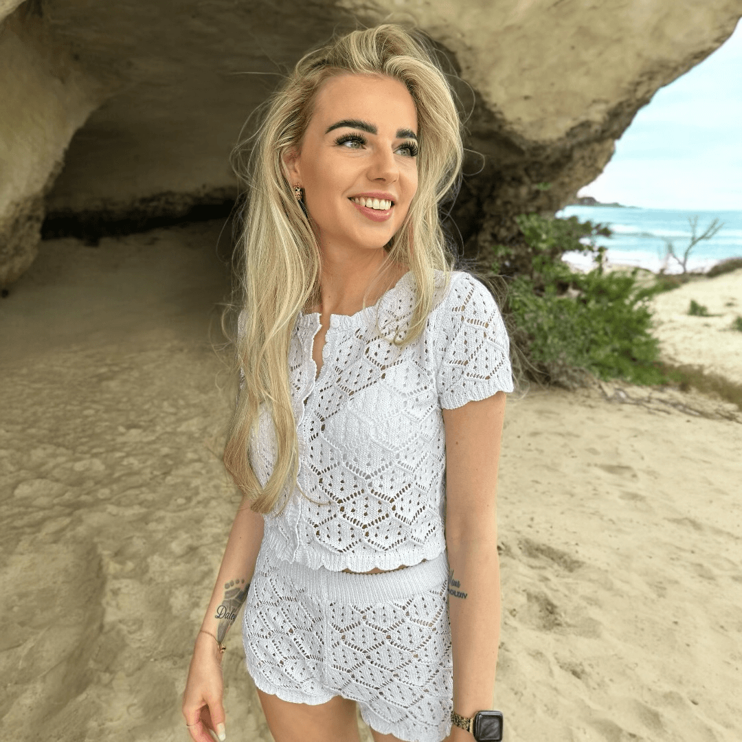 Elise™ | Ensemble d'été crocheté blanc