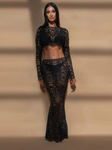 Dahlia™ | Ensemble en crochet fleuri avec jupe longue