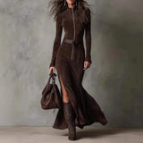 Robe longue zippée avec ceinture