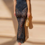 Dahlia™ | Ensemble en crochet fleuri avec jupe longue