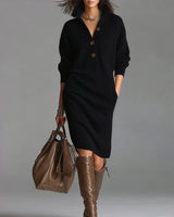 Robe pull décontractée de couleur unie pour l'automne et l'hiver