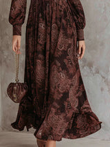 Robe longue à imprimé vintage élégant
