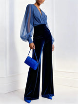 Combinaison élégante en velours bleu royal