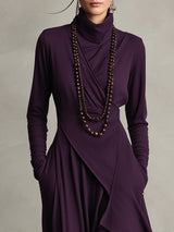Robe longue asymétrique à col montant