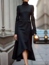 Élégante Robe Longue à Col Montant