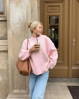 ÉLODIE | PULL ROSE À MANCHES LONGUES