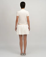 Vue arrière de l’ensemble blanc femme ALBA, top manches courtes