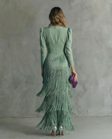 Léa | Robe élégante à franges avec coupe ajustée