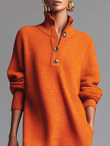 Lorène™ | Robe pull à col boutonné