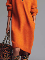 Lorène™ | Robe pull à col boutonné