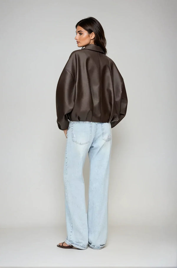 Solène™ | Veste en Cuir Marron