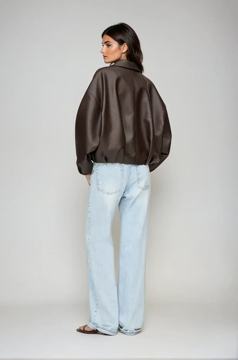 Solène™ | Veste en Cuir Marron
