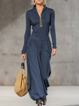 Ensemble deux pièces à col montant et pantalon fluide