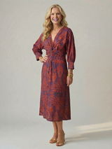Camille | Robe midi élégante imprimée avec taille croisée et style raffiné