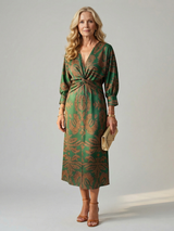 Camille | Robe midi élégante imprimée avec taille croisée et style raffiné