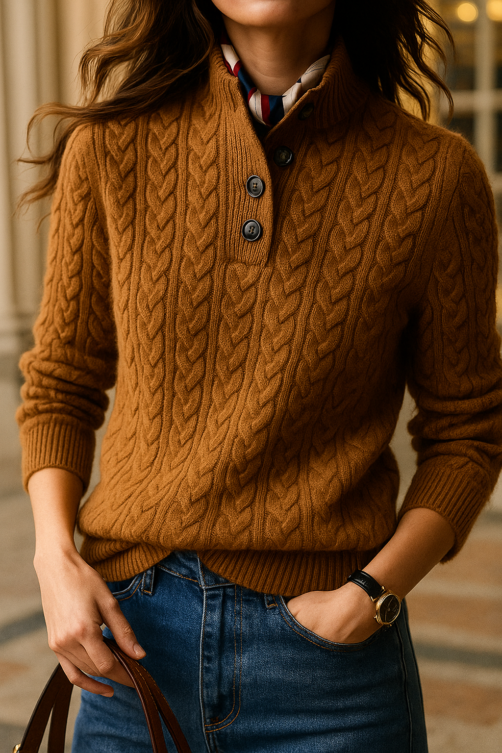 Pull en laine à torsades intemporel