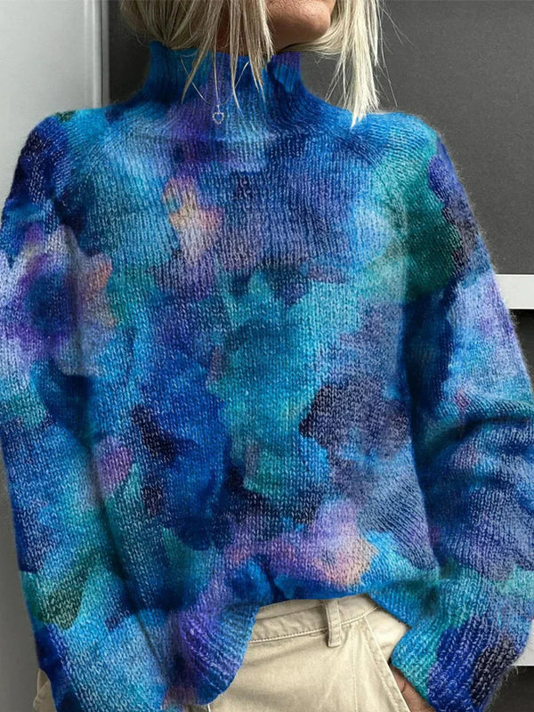 Annette™ | Pull imprimé à col montant effet laine