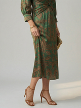 Camille | Robe midi élégante imprimée avec taille croisée et style raffiné