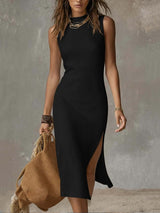 Robe élégante sans manches avec fente