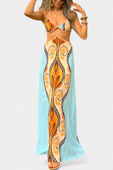 Camélia™ | Robe longue dos noué à imprimé bohème