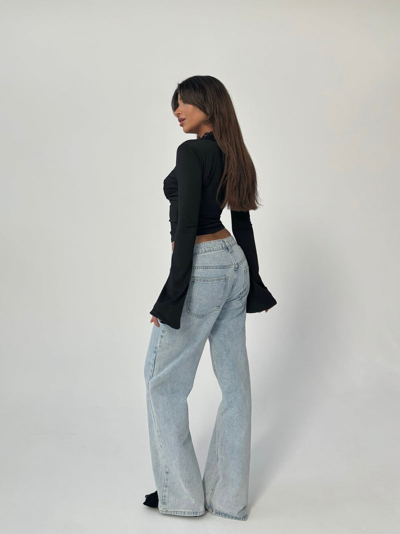 Vue dos du haut noir extensible féminin – collection Nordique Chic