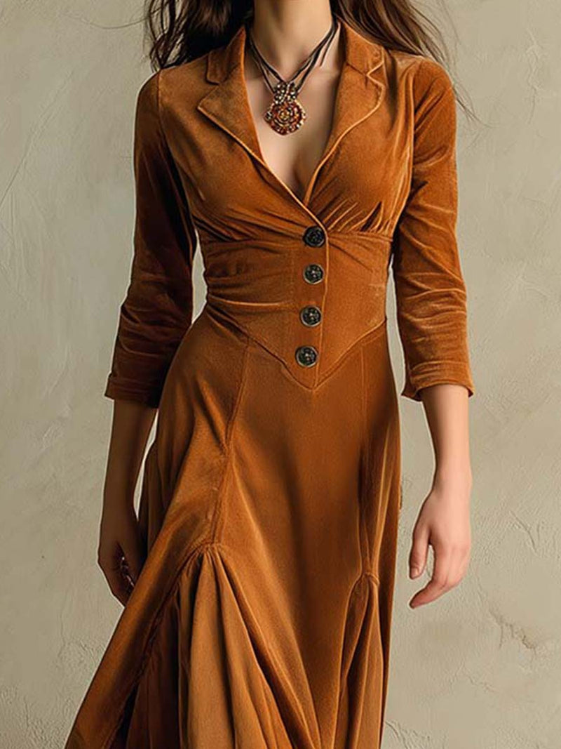 Élise – Robe longue en velours au charme vintage