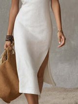 Robe élégante sans manches avec fente