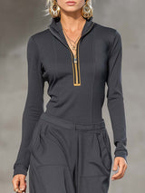 Ensemble deux pièces à col montant et pantalon fluide