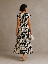 Elise | Robe midi élégante à imprimé graphique et coupe flatteuse