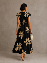 Elise | Robe midi élégante à imprimé graphique et coupe flatteuse
