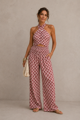 Mila | Ensemble élégant deux pièces avec top halter et pantalon large