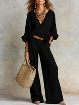 Léa | Ensemble coton-lin avec pantalon large