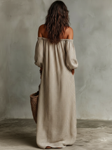 Elena | Robe longue fluide à épaules dénudées