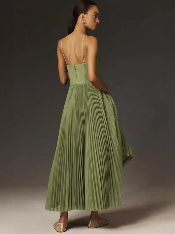 Lorna | Robe Midi Bustier Plissée