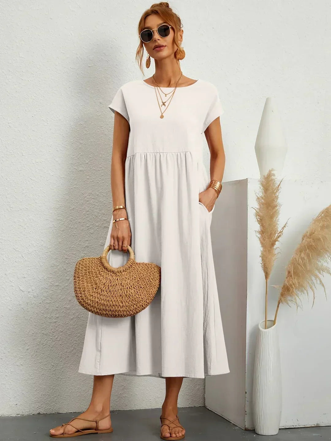 ROBE LÉGÈRE EN COTON DOUX AVEC POCHES