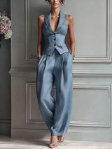 Amélie | Ensemble élégant avec gilet et pantalon large