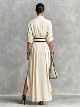 Amélie | Robe élégante fluide avec ceinture taille haute